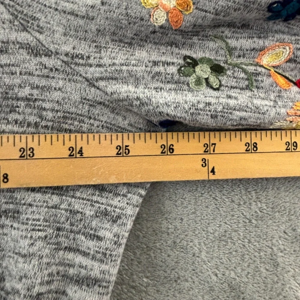 Anthropologie Fig‎ and Flower Embroidered Tie Front Cardigan Womens 3X Gray Boho